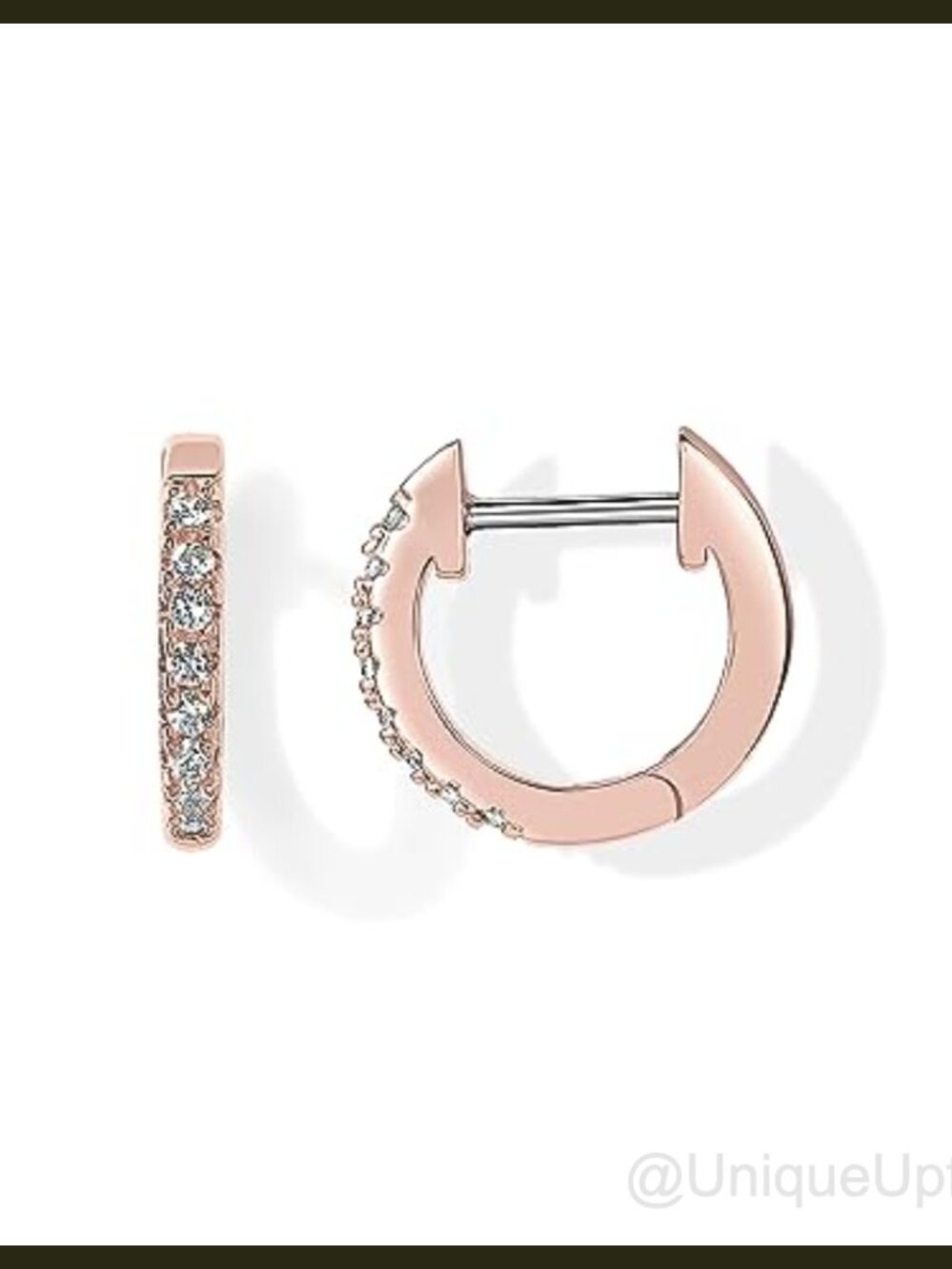 Small Gold Plated Huggie Hoop Earrings with Cubic Zirconia Stones